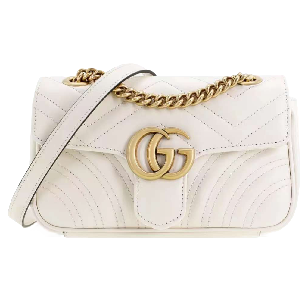 99新 GUCCI/古驰 马蒙白小号单肩包/白色/女士斜挎包/D店