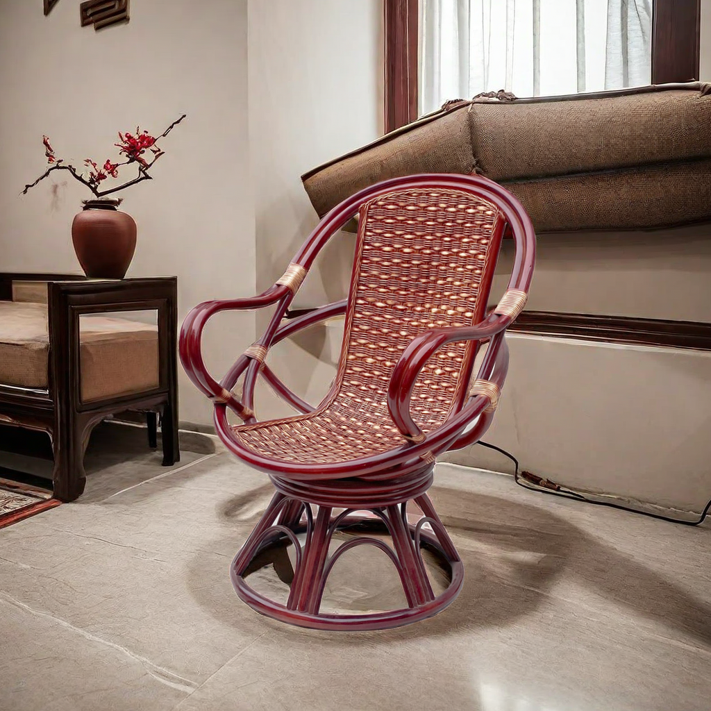 【真藤世家】全藤手工编织高靠背转椅客厅阳台阳光房家用单人椅