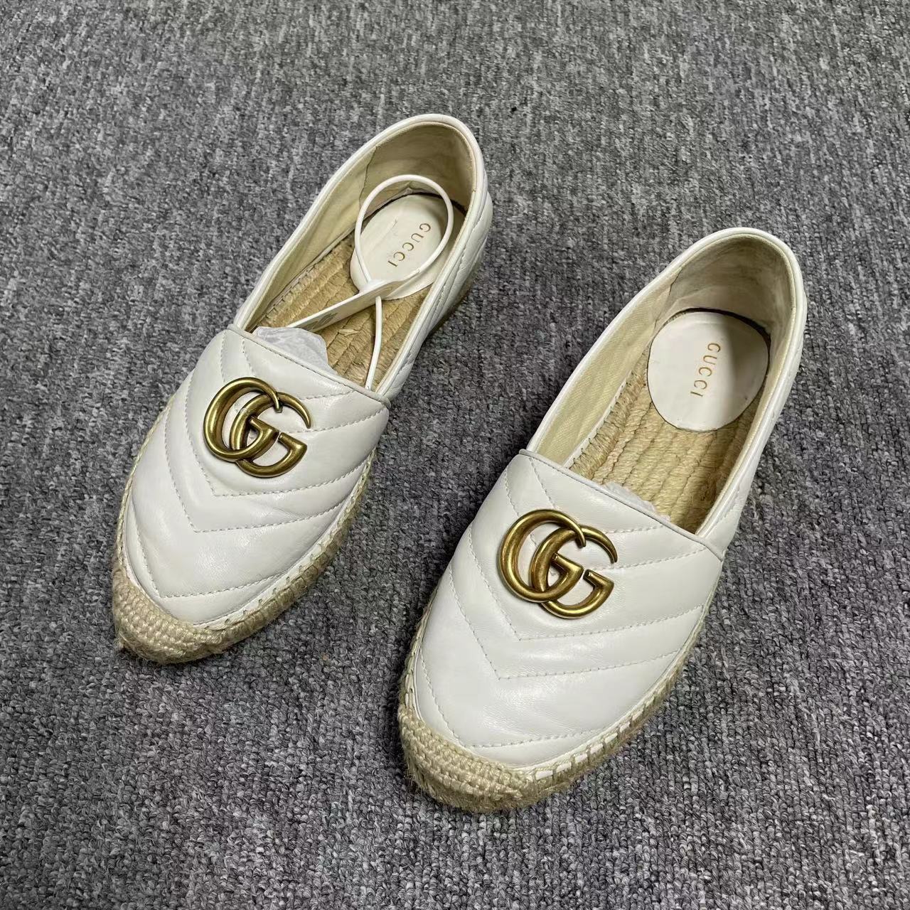 【聚星福利】GUCCI/古驰白色低帮浅口圆头休闲时尚舒适百搭35.5码