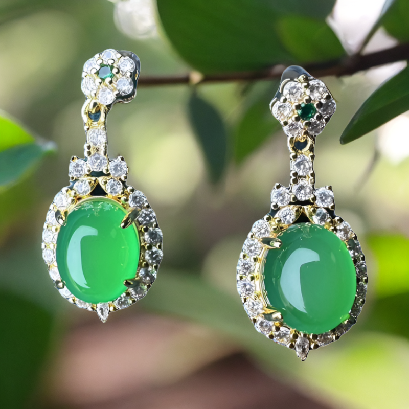 极光绿豪镶嵌耳坠2-6（多样性发货）