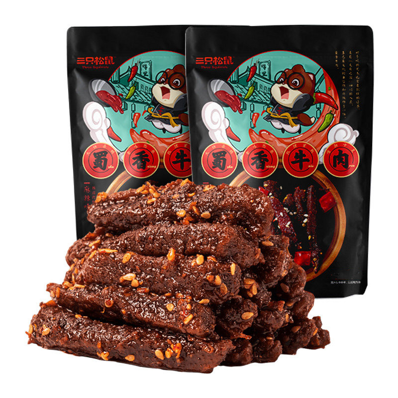 三只松鼠蜀香牛肉60g/袋装独立包装四川牛肉干麻辣味休闲追剧零食