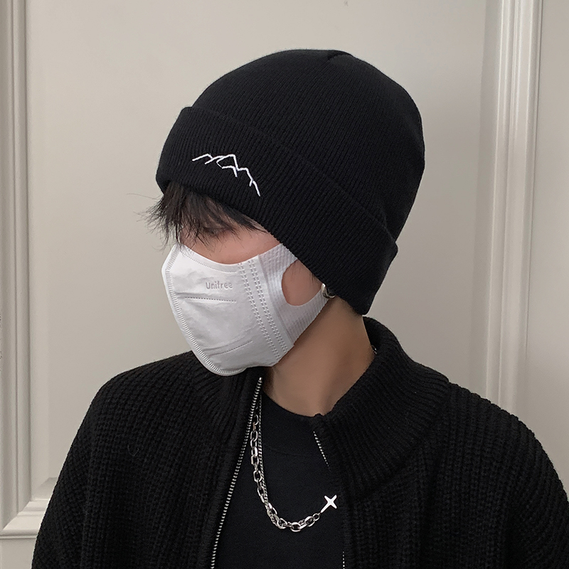 帽子男冬天潮小头围美式冷帽秋冬季针织帽男街头黑色毛线帽包头帽