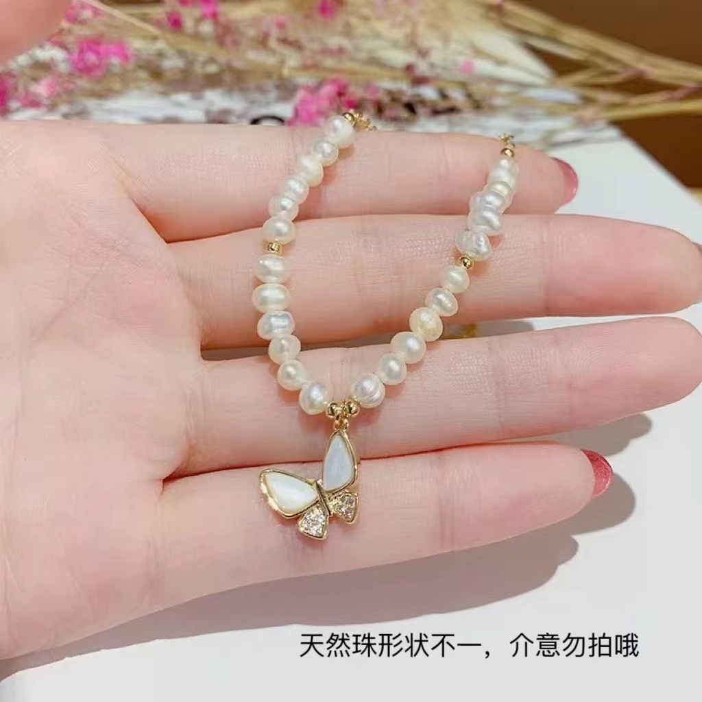 铜合金仿珍珠手链 D450 时尚气质优雅白色手链日韩小众百搭轻奢