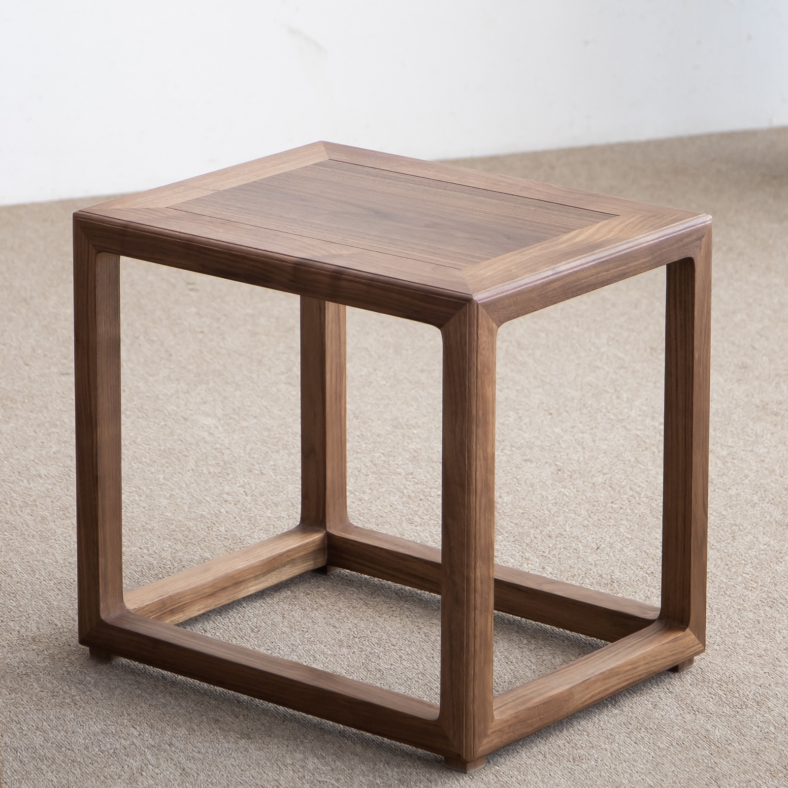 新中式北美黑胡桃木凳子换鞋凳老榆木小矮凳禅意茶室实木免漆方凳