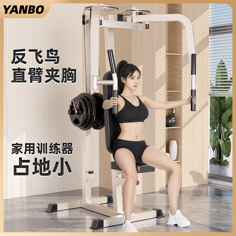 研博直臂夹胸训练器反飞鸟蝴蝶机商用健身房推胸器材家用力量器械