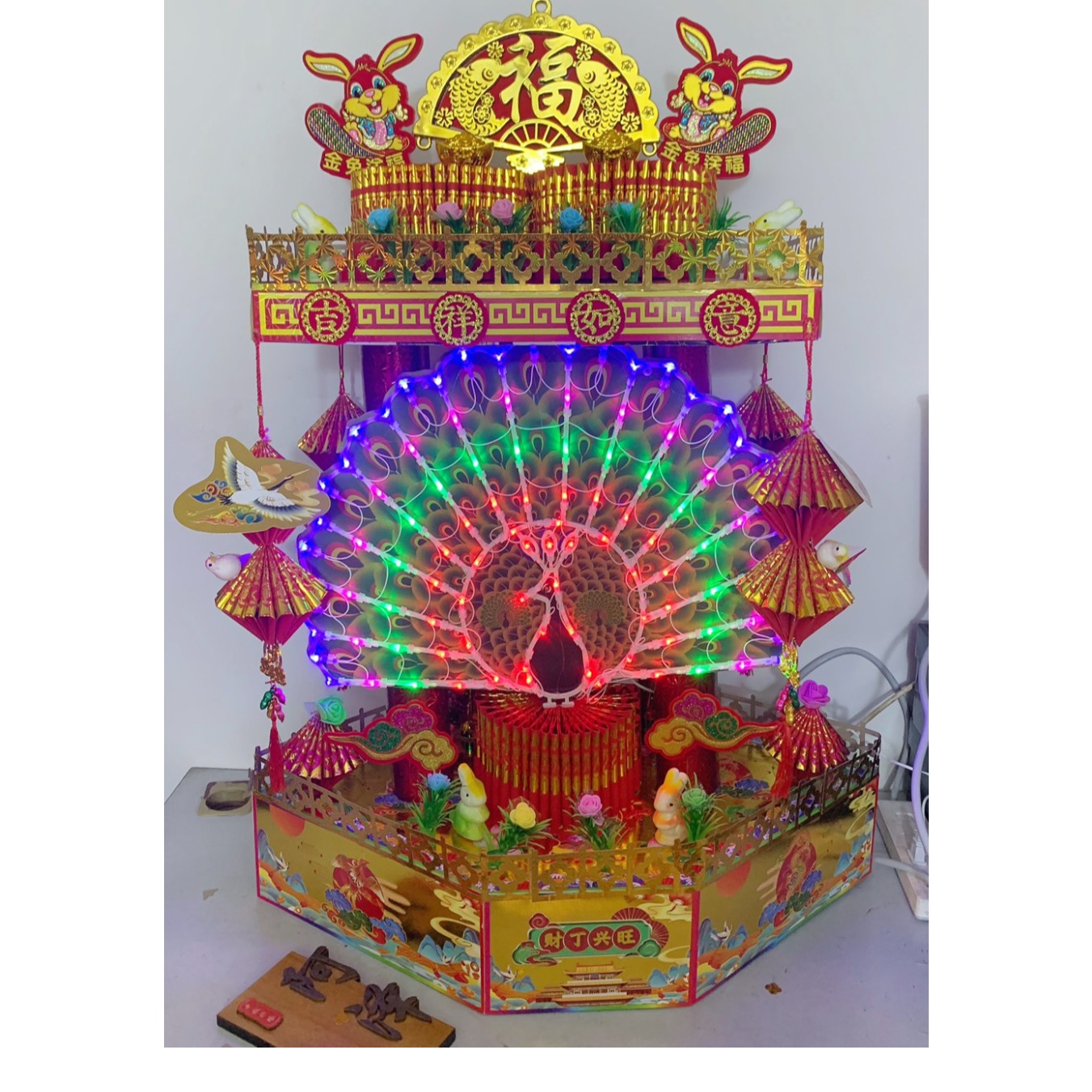 潮汕中秋折塔《孔雀送福》手工diy 材料包自折 有配送教程款式