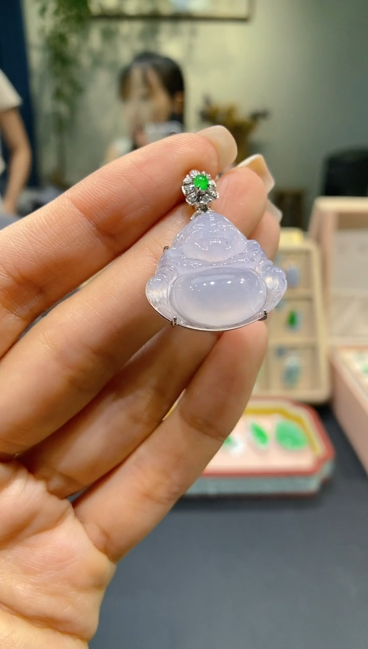 【闪购商品】翡翠颈饰18K金镶嵌佛公