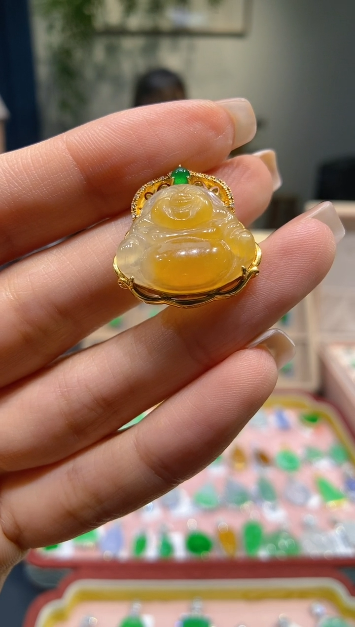 【闪购商品】翡翠颈饰18K金镶嵌佛公