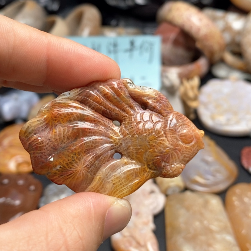 【闪购商品】硅化珊瑚（珊瑚玉）颈饰合金青****a