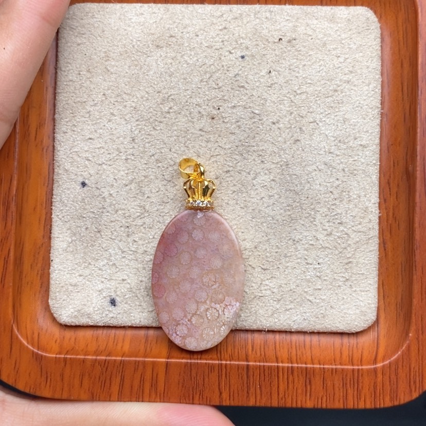 【闪购商品】硅化珊瑚（珊瑚玉）颈饰银S925镀金镶嵌张*