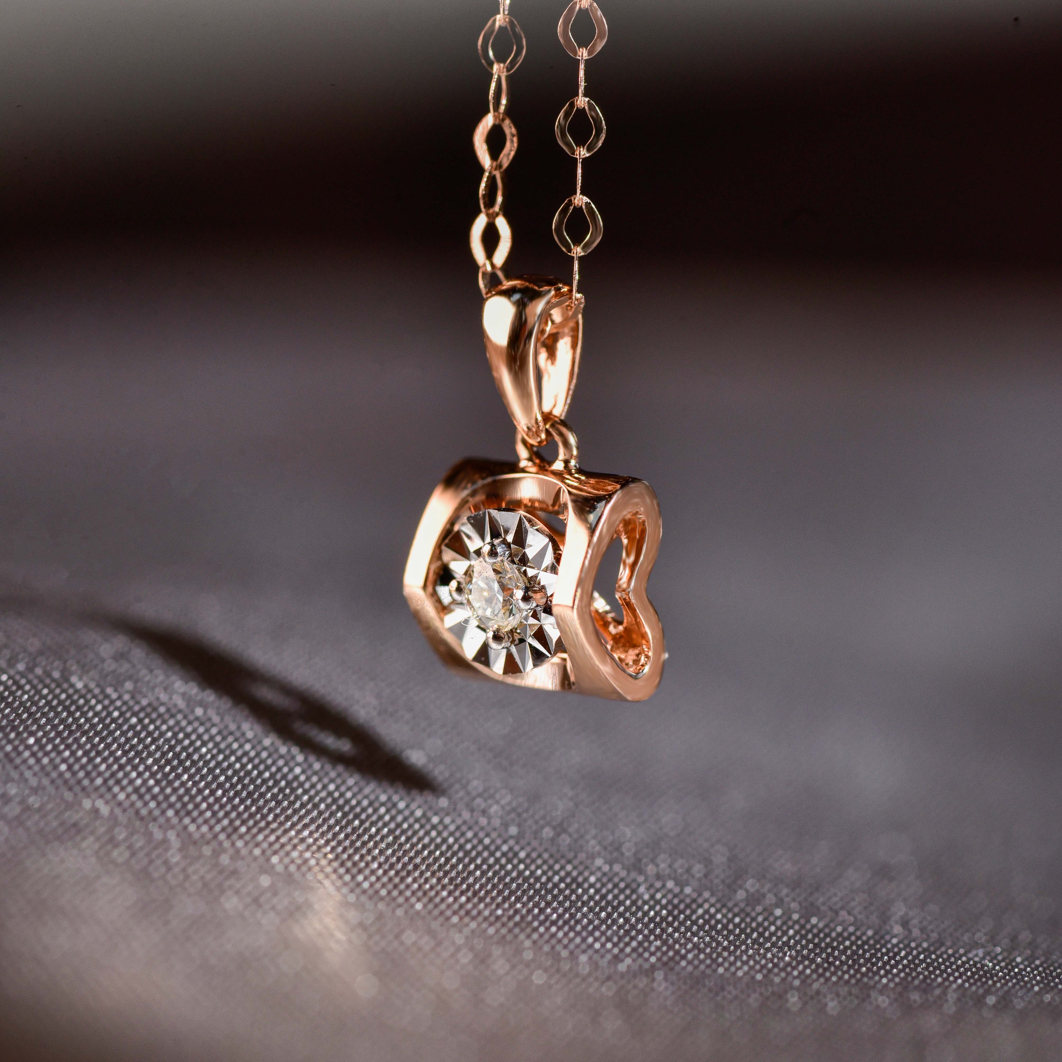 18k金项链#天使之吻#K金#镂空彩金项链女18k玫瑰金