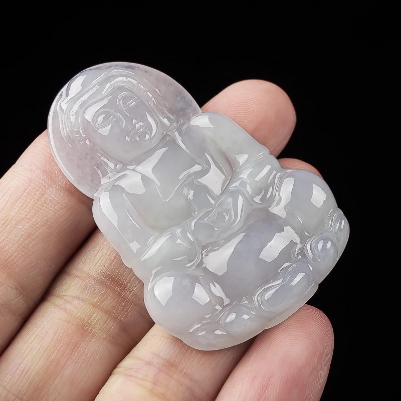 冰胶精美观音菩萨吊坠缅甸天然翡翠51.6×33.6×5.5mm多样性发货一