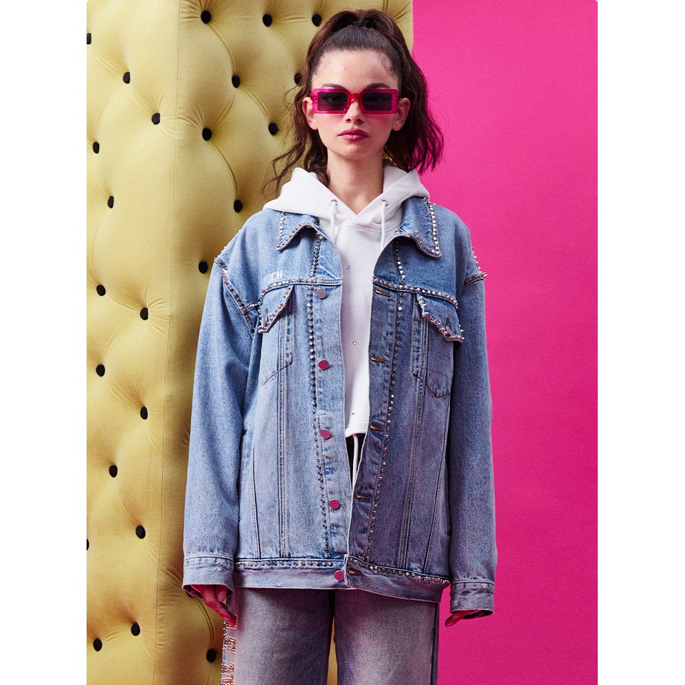 TCH轻奢重工洋气时尚高级感休闲做旧牛仔外套女T66C068053私服tch