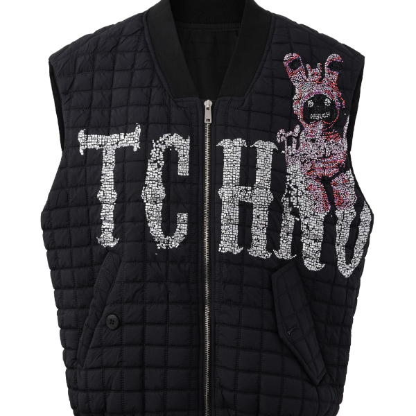 年终大促-TCH时尚潮牌老钱风黑色棉马甲百搭T72C26E5001A