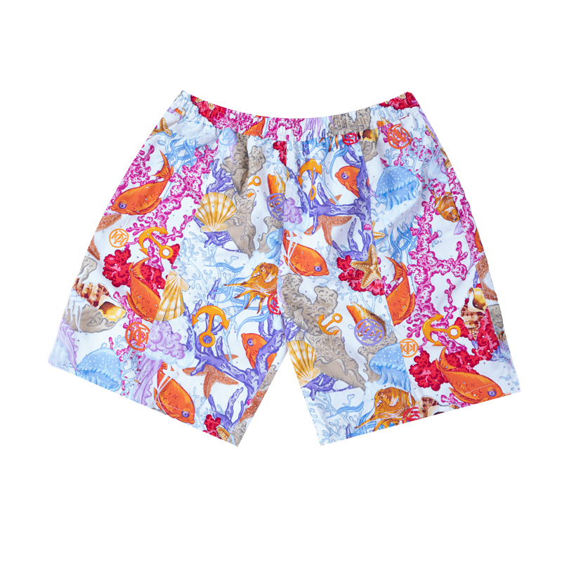 爆款-海洋花卉老花满天星烫钻时尚花色短裤T72B21E6006