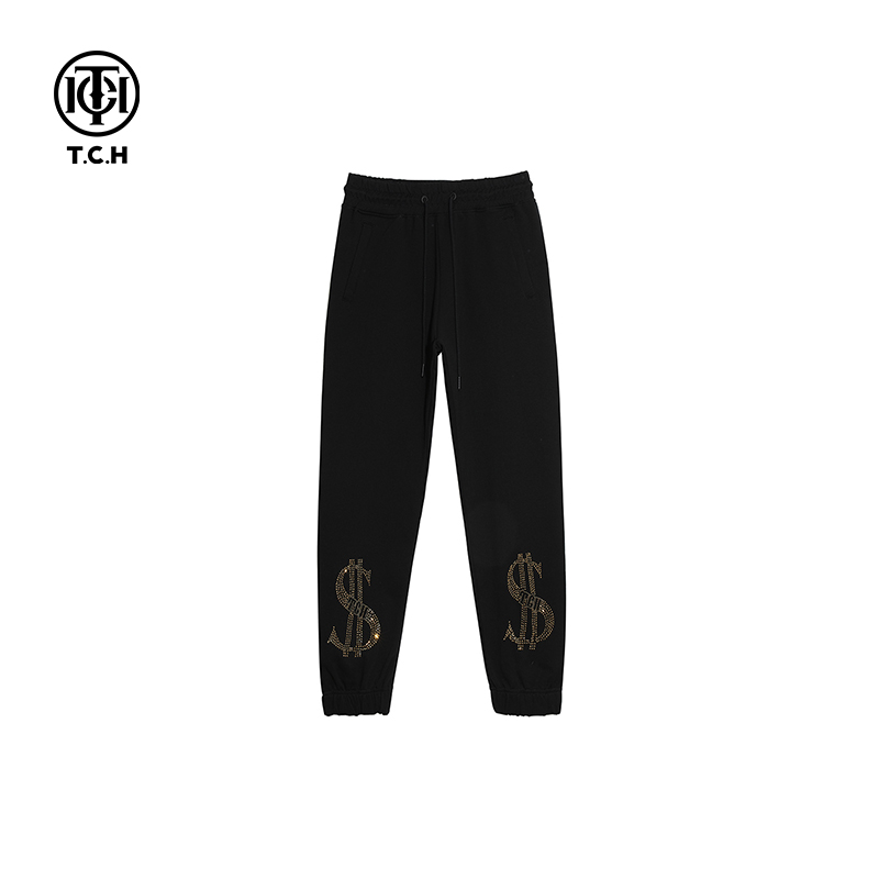 TCH轻奢烫工艺钻时尚休闲经典百搭舒适长裤女T21120C6043私服tch