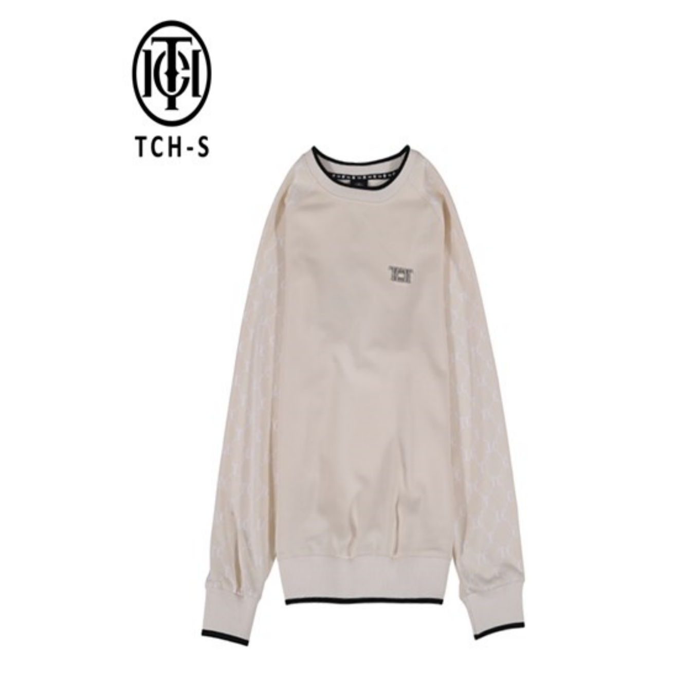 TCH潮牌文艺风LOGO烫钻高级感时尚米色卫衣S66C119207