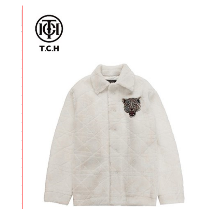 TCH轻奢烫钻工艺刺绣烫钻切割线面料毛绒棉服女T69D276033私服tch