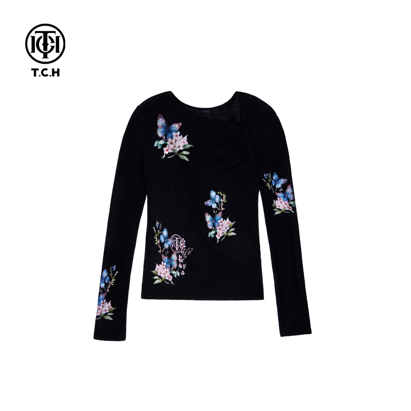 山东-TCH024秋冬新款新中式烫钻洋气时髦羊毛针织衫T72C098031