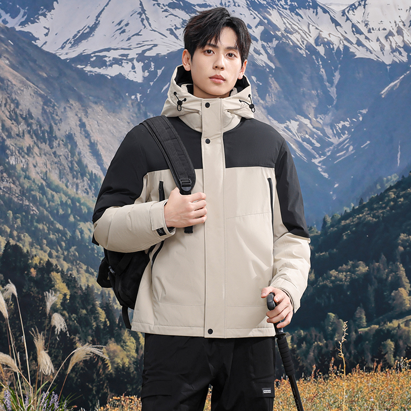 【爱马度王总】男士拼色时尚保暖防风羽绒服短款12809
