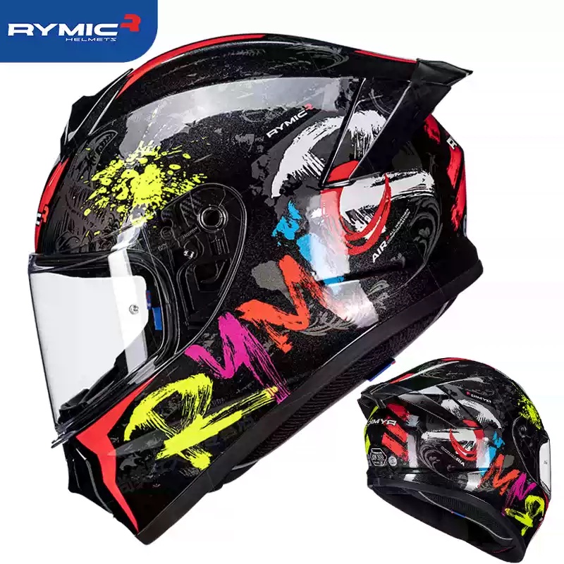 RYMIC睿觅R977-2头盔机车全盔大尾翼尖峰单镜片四季防雾男女通用