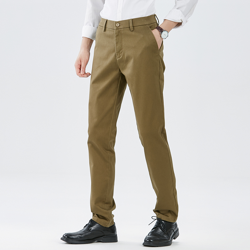 棉质舒适合体直筒百搭弹力男士休闲裤秋冬秋季高档正品微宽松修身