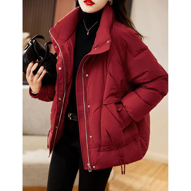 羽绒衣羽绒衣羽绒衣红色羽绒棉服女短款2024新款时尚宽松显瘦加厚