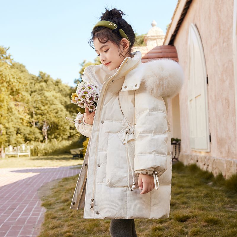 羽绒衣女童羽绒棉服中长款2024新款洋气女大童儿童冬季小女孩加厚