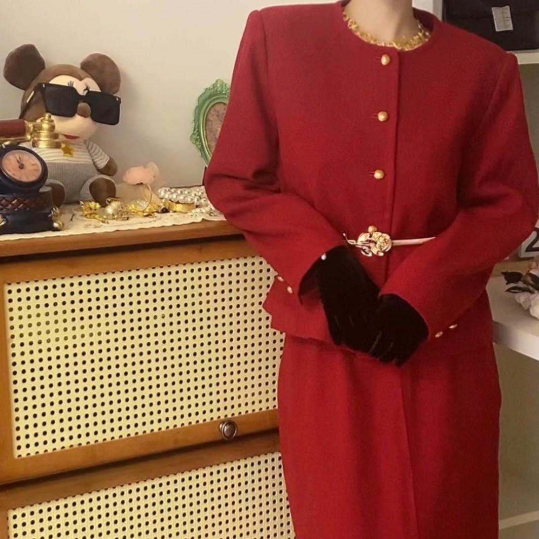 （阿脸vintage）日式中古西装vintage小香风外套连衣裙