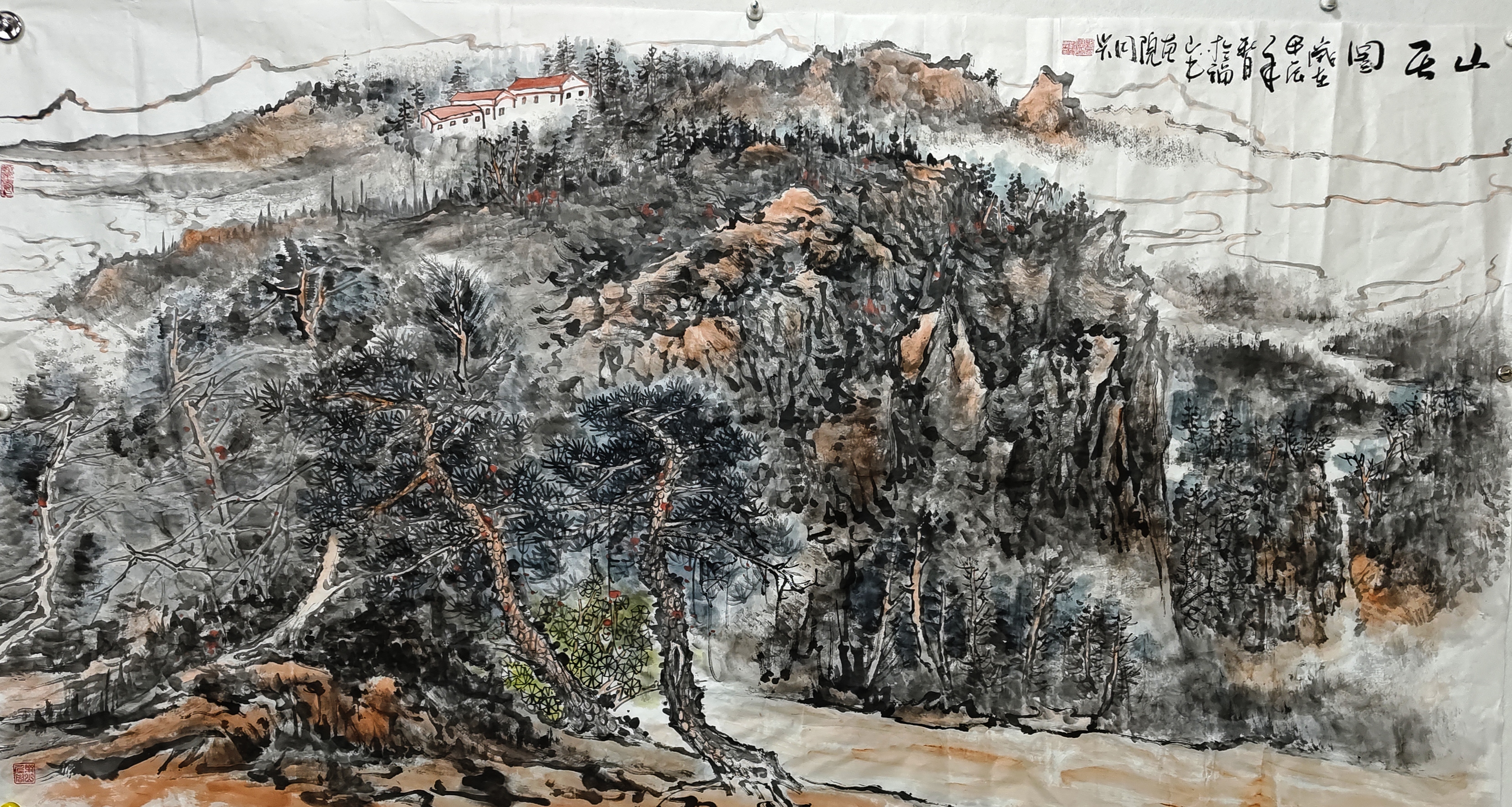国画山水97X175cm横幅画芯（特价）