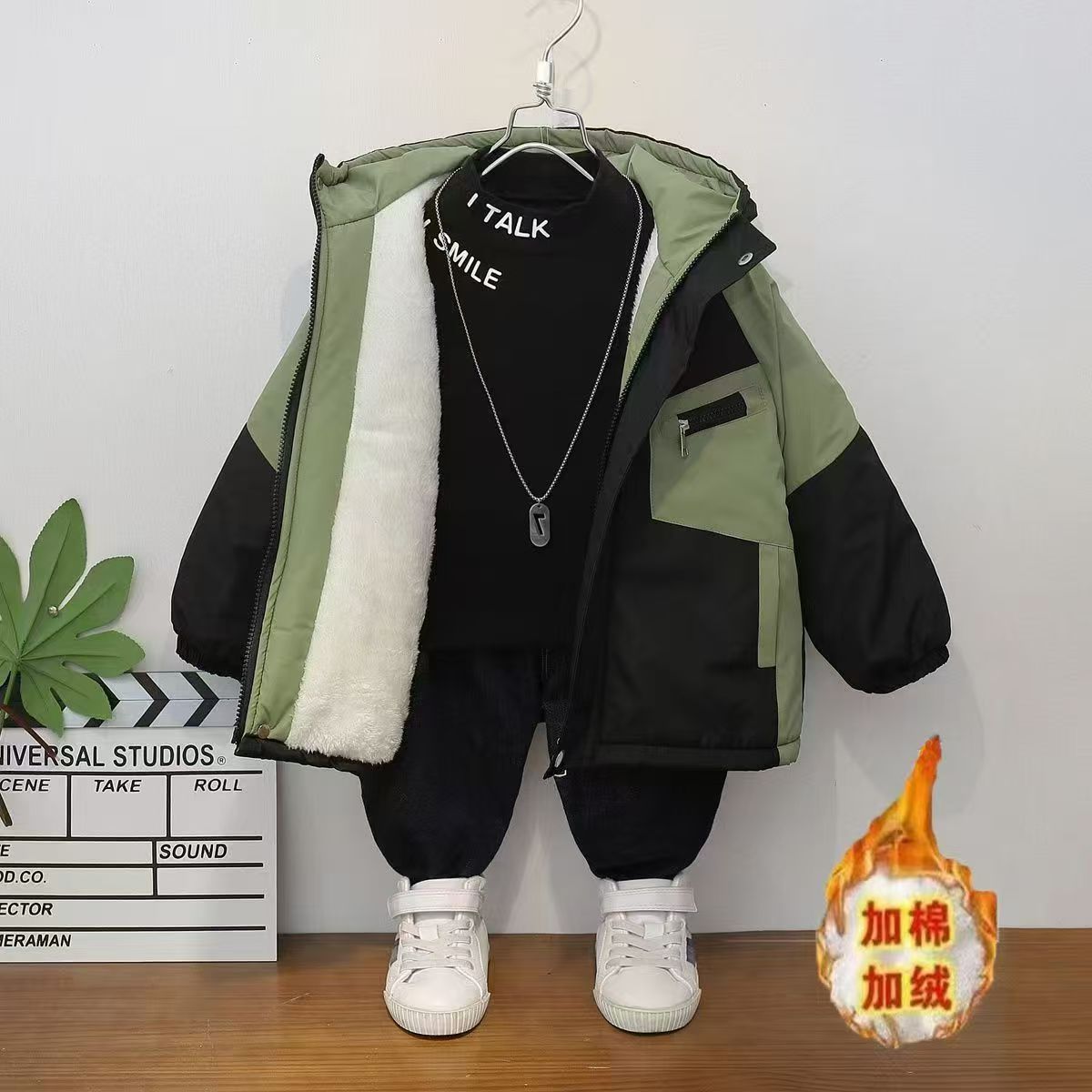 男童冬装棉衣2024新款洋气儿童秋冬季加绒外套时髦男孩派克服棉袄