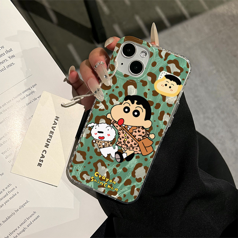 雅天立日系豹纹蜡笔小新适用iPhone15苹果13手机壳华为viv小米ppo