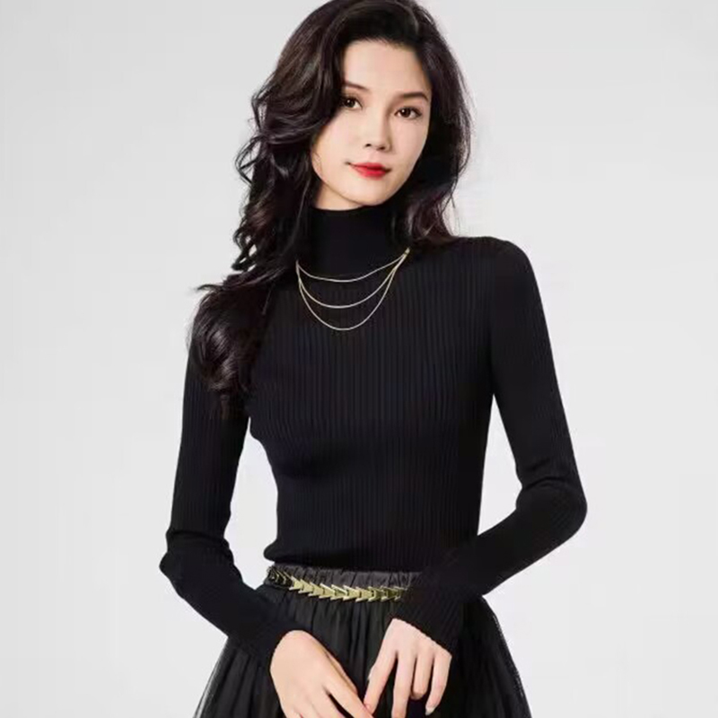 魅言商场同款2025秋冬新款女装烟管领打底衫长袖针织毛衣5399640