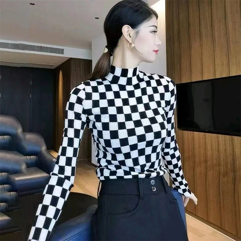 谷诗商场同款春时尚百搭职业修身半高领内搭针织打底衫女5399539