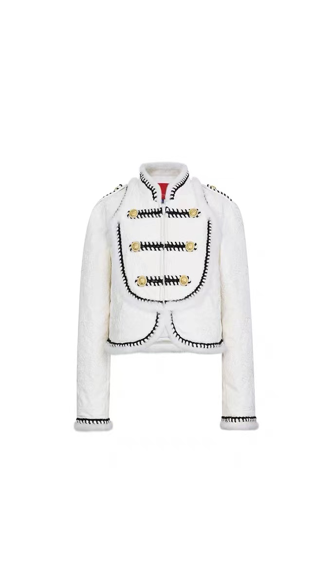 LeFame/拉飞姆Lefame23冬重工刺绣中式短羽绒LF23D41DC260白色