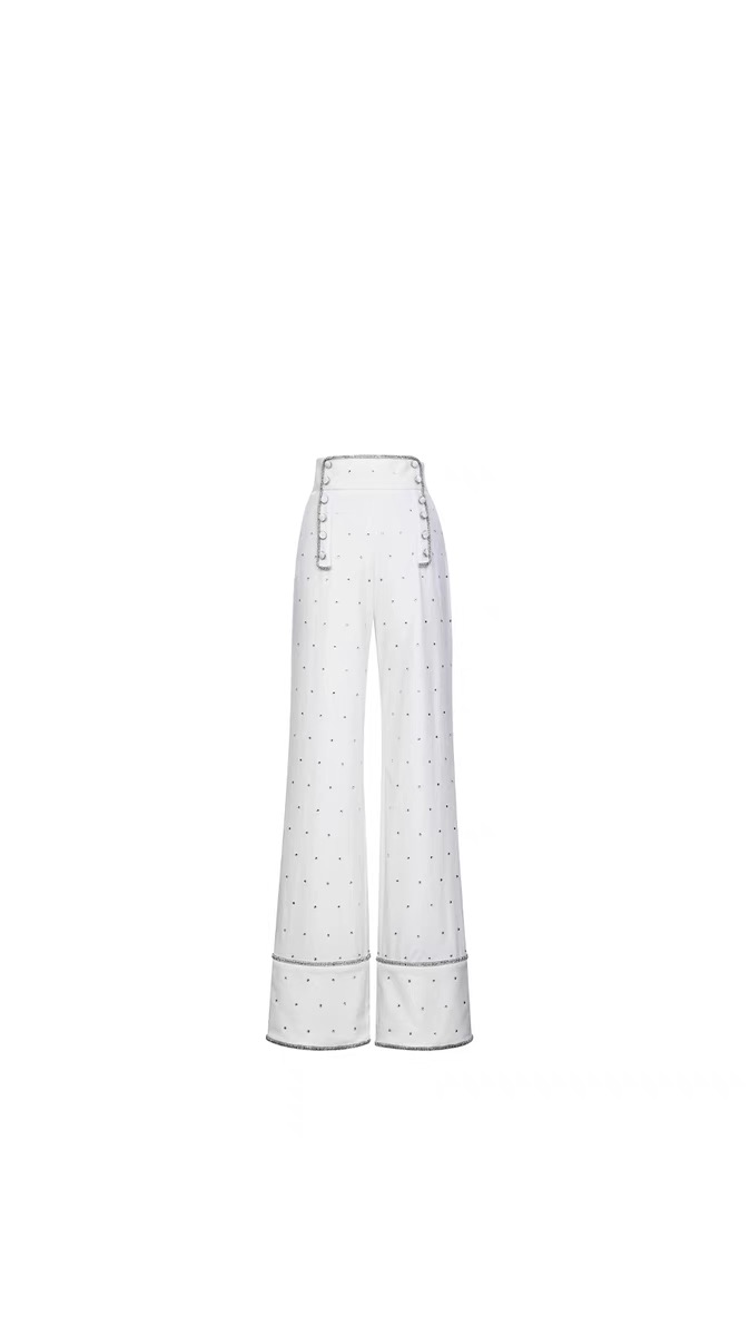 LeFame/拉飞姆LeFame2023秋重工奢华丝绒钉珠长裤LF23Q31P01W196J
