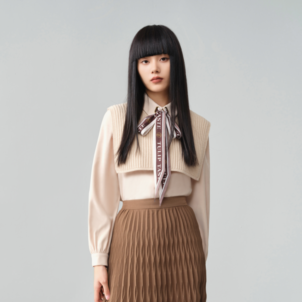 【小云总专属】商场同款新品韩国绒蝴蝶结飘带衬衫N0410B34108