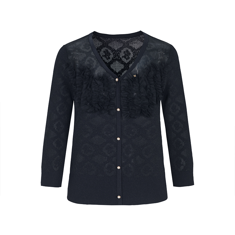 【高高甄选】商场同款新品超细曲珠纱提花设计针织衫NDY7A33653