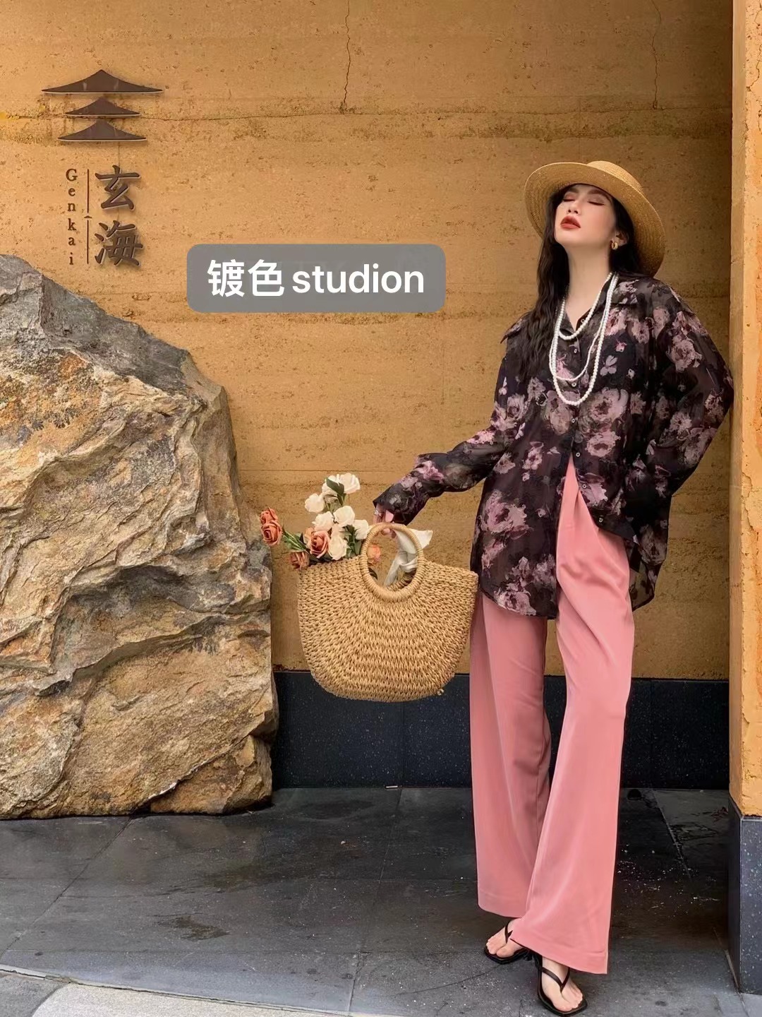 镀色家1设计师款衬衫显瘦气质时尚印花碎花网红法式设计感长袖