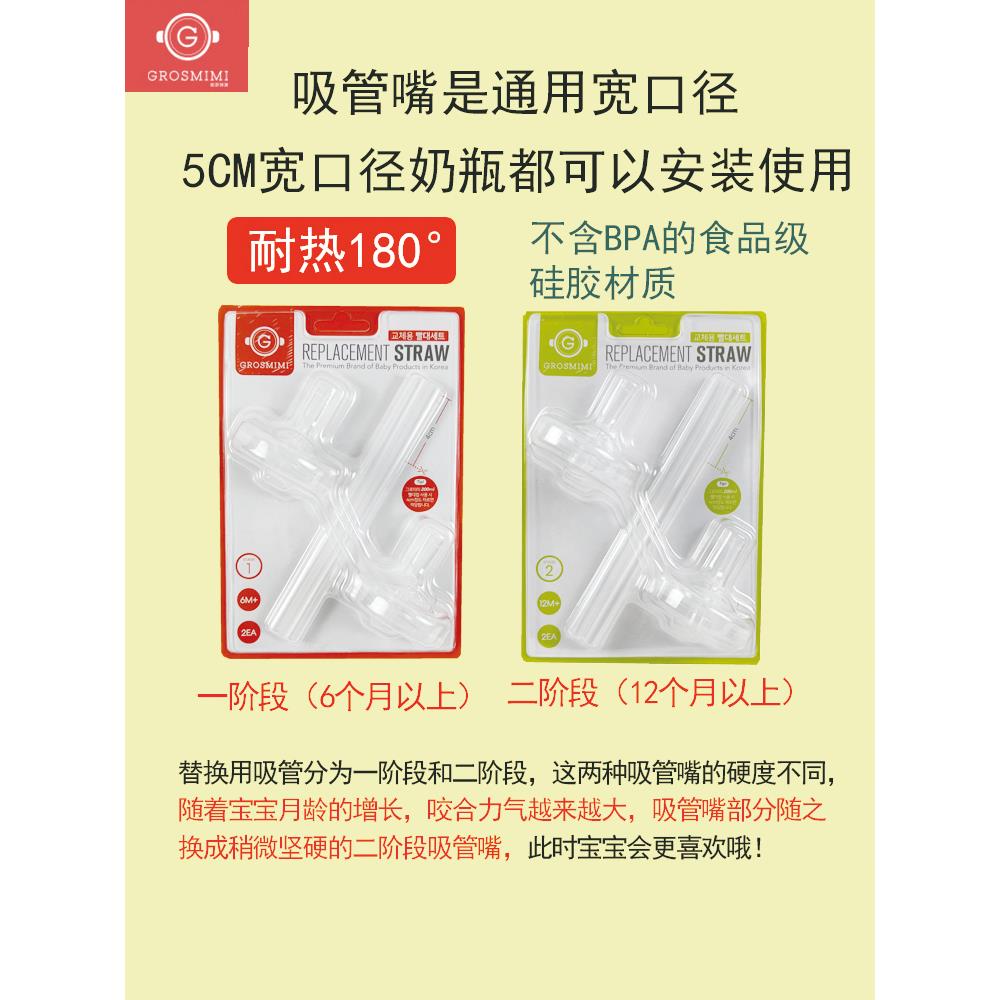 韩国原装格罗吸管杯配件奶瓶吸管嘴硅胶吸水杯奶嘴罗格咪咪通用