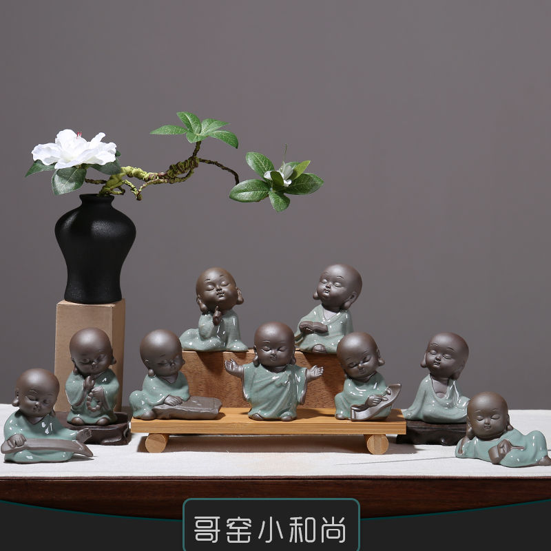 创意小和尚陶瓷花瓶摆件客厅茶几禅意空间书架博古架桌面装饰品