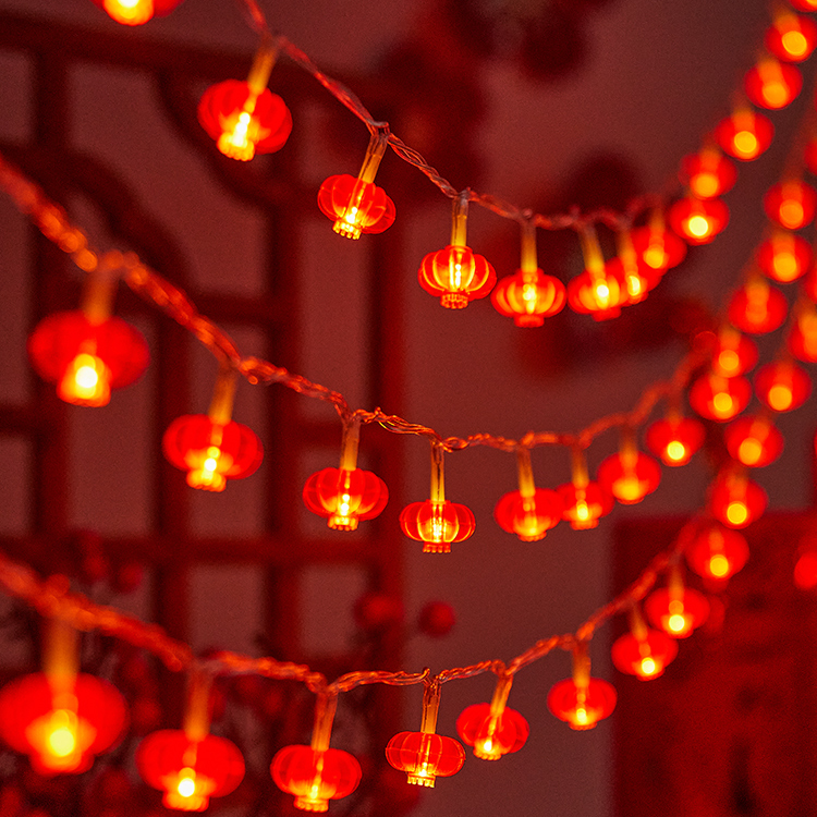 新年红灯笼小彩灯闪灯串灯满天星春节装饰灯房间家用过年氛围布置