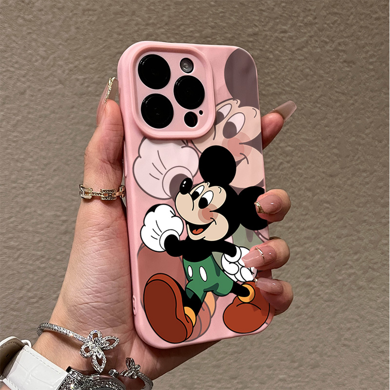 可爱米老鼠iPhone15/14promax褶皱高级手机壳全包11苹果13/12XSXR