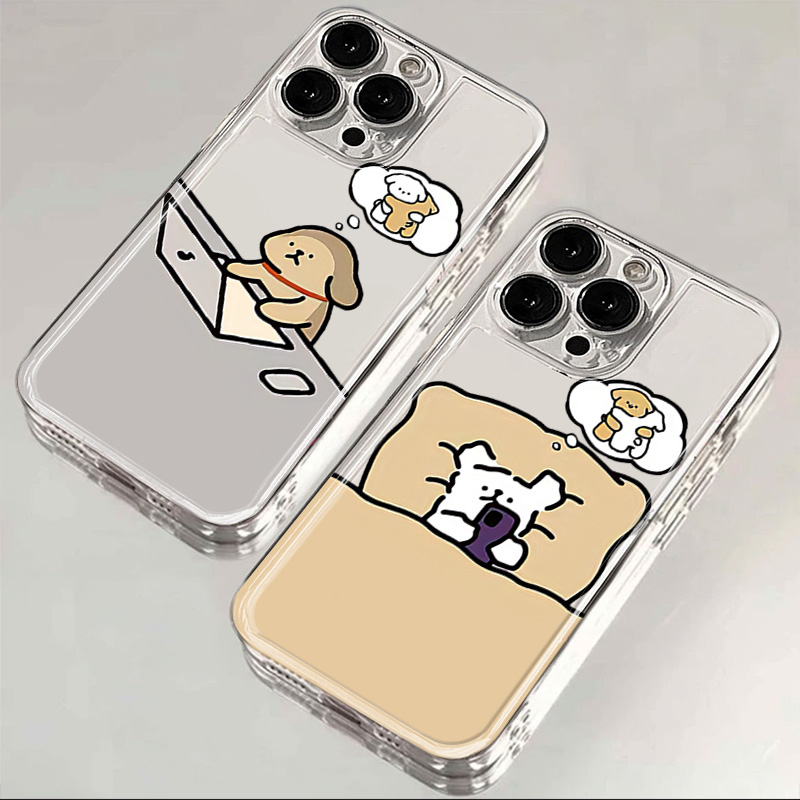 情侣小狗苹果15手机壳iphone14promax高级13硅胶12透明11全包XSXR