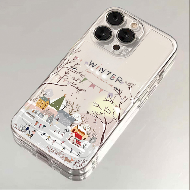 冬季小镇iPhone15ProMax手机壳苹果14PRO透明13新年12 11全包xsxr