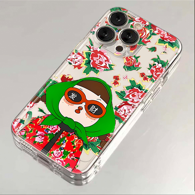 花布女孩iPhone15ProMax手机壳苹果14PRO透明13硅胶1211全包xsxr