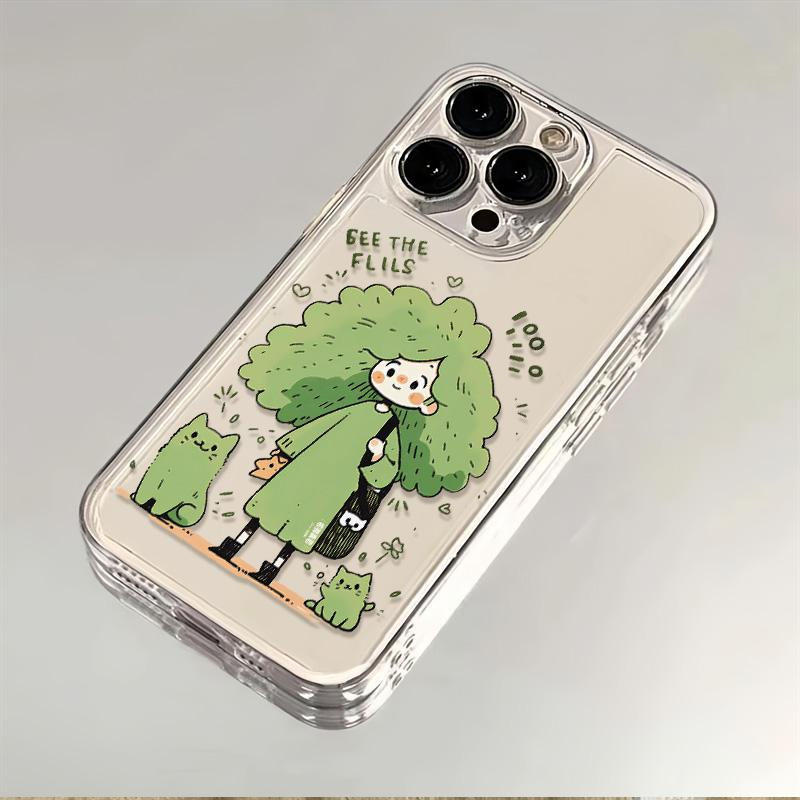 绿头发女孩苹果15手机壳iphone14promax高级13硅胶12透明11全包XS
