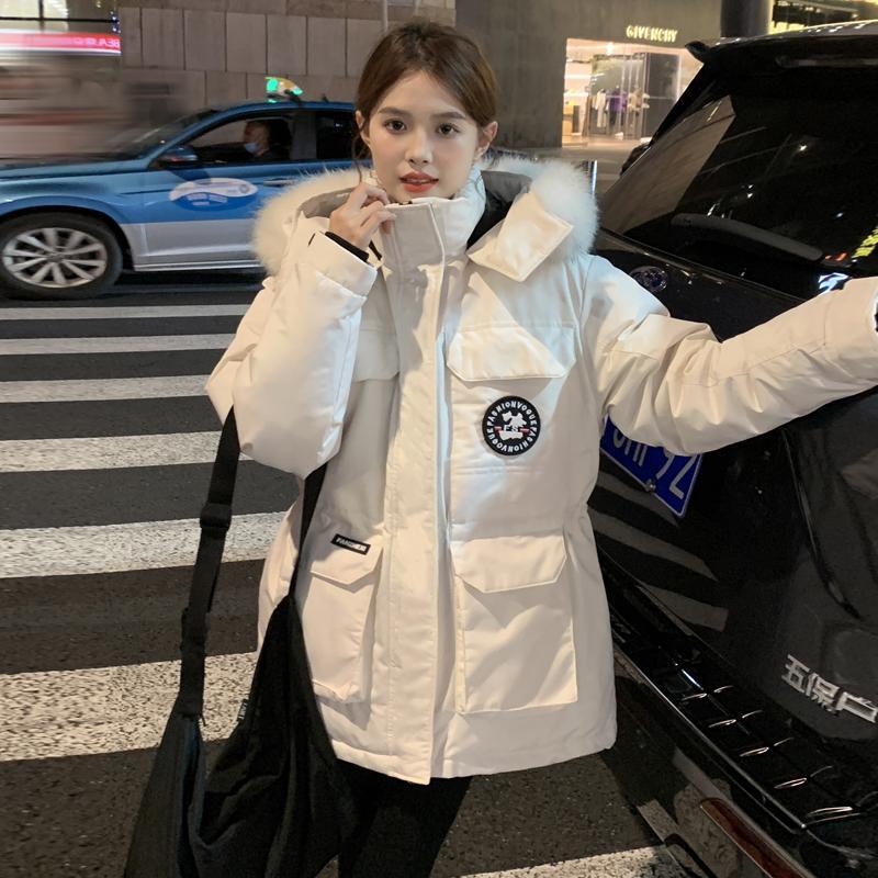 波司豋羽绒服服女冬季中长款2023年新款工装风袄外套加厚设计感小