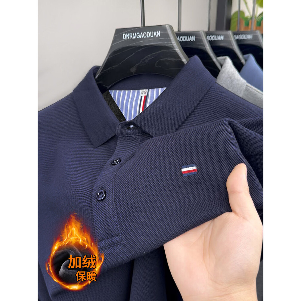 【加绒长袖】冬季加绒温商务休闲万针刺绣男士优质polo衫885加绒