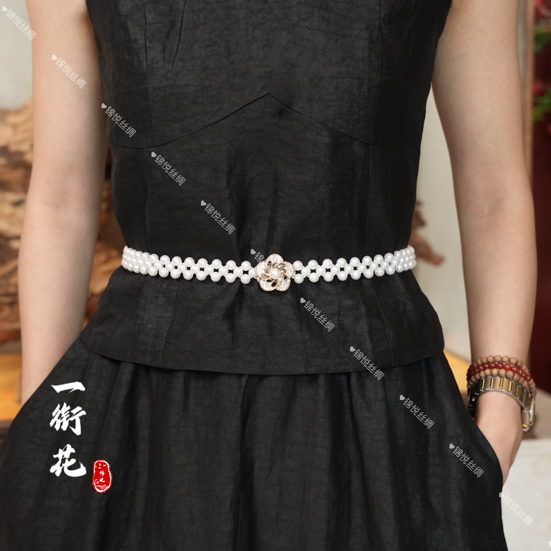 【一衔花】新中式轻奢高定国风珍珠腰链腰带（A1029）